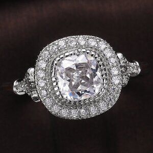 💥Luxury CZ Shiny Gem Macro Pave Square Noble Dainty Wedding Rings, K932